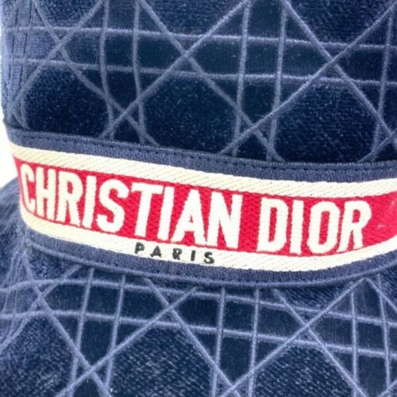Dior 15CAN923X134 21AW Velor Cannage logo bob Hat bucket hat Navy/Red - Picture 9 of 11